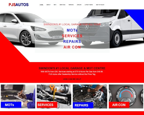 screen shot of PJS Autos website designed by illogic of swindon